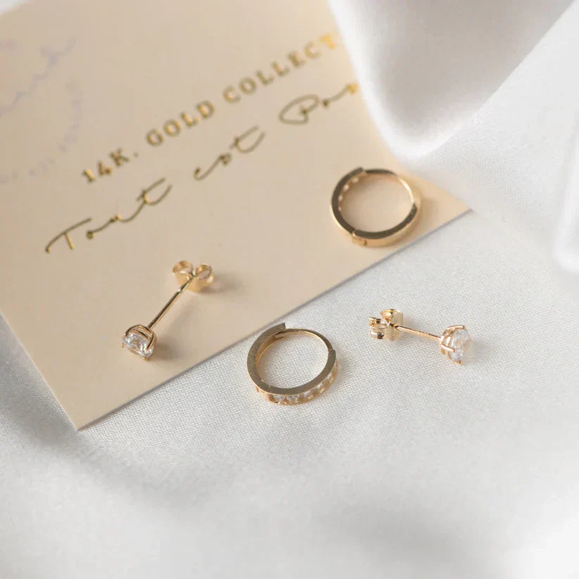 Dara Brillane Stone Earrings Set | Gold