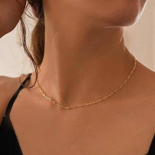 Paperclip Layered Ruby Necklace | Gold