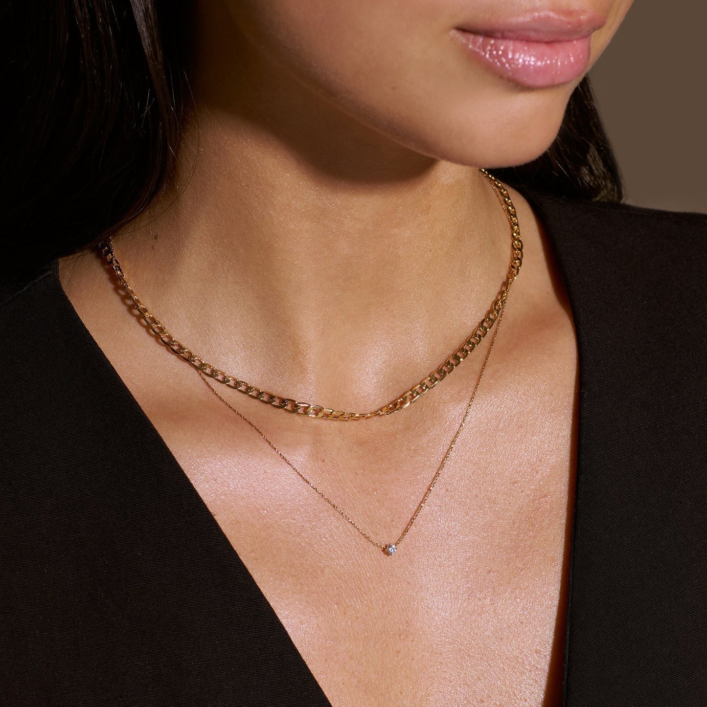 Flat Link Curb Chain Necklace | Gold